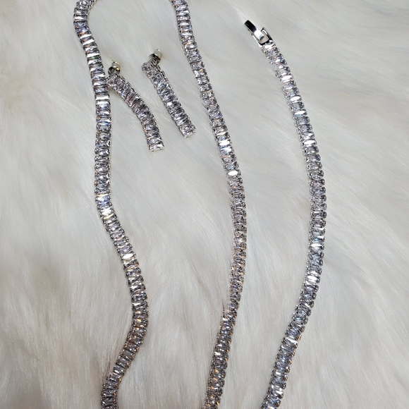 Cz baguette necklace set ✨️ sterling - Picture 7 of 8